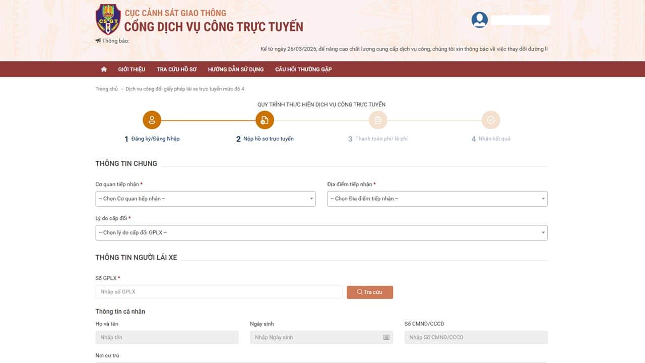Hướng dẫn Đổi Giấy Phép Lái Xe Online